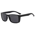 Men's rectangular matte black sports sunglasses with anti-slip textured temples for cycling - Black Frame Grey Lens