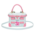 Borsa a bauletto rosa e azzurra con stampa a coniglio e tracolla regolabile chic - Blu Chiaro