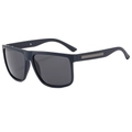 Polarized driving sunglasses for men with large matte blue frames and silver metal details - Dark Blue Frame Grey Lens