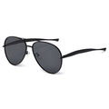 Klassische matte schwarze Flieger-Sonnenbrille mit Doppelsteg und dunklen Gläsern für Unisex - Schwarzer Rahmen Graue Gläser