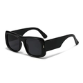 Retro oversized square sunglasses with wide black frames and dark lenses for men and women - C01 Black Frame Grey Lens