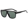 Classic polarized square sunglasses with black frame and dark green lenses - Matte Black Frame Green Lens (C03)