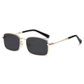 Retro rechteckige goldene Metall-Sonnenbrille mit dunkelgrauen Gläsern für Damen und Herren - Goldener Rahmen Graue Linsen