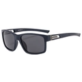 Polarized sports sunglasses in matte dark blue frame with silver T-metal hinge detail - Dark Blue Frame Grey Lens
