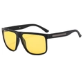 Polarized square driving sunglasses with matte black frames and yellow night vision lenses - Matte Black Frame Yellow Lens