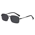 Klassische rechteckige Sonnenbrille mit schwarzem Metallrahmen und Retro-Gläsern für Mode - Schwarzer Rahmen Graue Linse