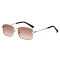 Klassische rechteckige Sonnenbrille aus goldenem Metall mit braunen Verlaufsgläsern - Goldener Rahmen Doppelt Tee