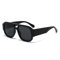 Gafas de sol negras retro de gran tamaño con doble puente y patillas anchas para hombre y mujer - Gris Oscuro