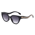 Vintage black cat eye sunglasses with gold snake-shaped metal temples and gradient lens - Gold Snake Temple (C03) / Black Frame / Gradient Grey Lenses