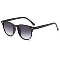 Gafas de sol negras clásicas con lentes grises degradadas y remaches de plata - Montura Negra Lentes Gris Degradado