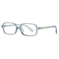 Chic light blue transparent rectangular frame glasses with gold diamond accents - Transparent Grey