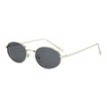 Occhiali da sole ovali vintage in metallo dorato con lenti grigio scuro da donna - Montatura Argento Lenti Grigie