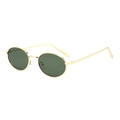 Retro small oval sunglasses with golden metal frame and dark green lenses for street style - Regular / Standard (Incl. 13% VAT Invoice) Gold Frame Dark Green Lenses