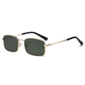 Vintage rechteckige Sonnenbrille mit goldenem Metallrahmen und dunkelgrünen Gläsern - Goldener Rahmen G15 Grüne Linsen