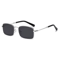 Classic rectangle silver metal sunglasses with dark gray polarized lenses - Silver Frame Grey