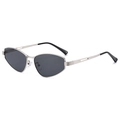 Übergroße Cat-Eye-Sonnenbrille mit silbernem Metallrahmen und dunkelgrauen Gläsern - Silberner Rahmen Graue Linse