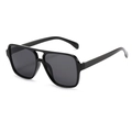 Modern double bridge square aviator sunglasses with black frame and dark lenses - C01 Black Frame Gray Lens