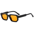 Occhiali da sole retrò con montatura nera piccola e lenti arancioni per uno stile trendy - Montatura Nera Lente Arancione (C02)