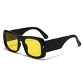 Retro thick black square frame sunglasses with transparent bright yellow lenses and wide temples - C05 Black Frame Yellow Lens