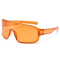 Outdoor cycling sports sunglasses with oversized orange transparent frame and lenses - Orange