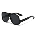 Lunettes de soleil aviateur oversize noir brillant pour hommes et femmes - Gris Foncé