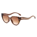 Retro tortoise cat-eye sunglasses with unique gold snake-shaped metal temples for women - Gold Snake Temple (C02) / Khaki and Tortoise Frame / Brown Lenses