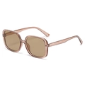 Retro oversized square sunglasses with transparent tea brown resin frames and tinted lenses - C06 Translucent Tea