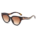 Vintage cat-eye leopard sunglasses with gold snake-shaped metal temples and gradient lenses - Gold Snake Temple (C04) / Black and Tortoise Frame / Gradient Brown Lenses