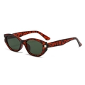 Retro cat-eye sunglasses with tortoiseshell frame, dark green lenses and silver accents - Tortoise Frame Green Lens