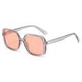 Vintage oversized square sunglasses with transparent grey frames and orange lenses - C07 Translucent Grey Orange