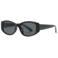 Retro black square cat-eye sunglasses with wide frames and dark lenses for UV protection - Black Frame Gray Lens