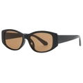 Retro square cat-eye sunglasses with black glossy frames and brown lenses for women - Black Frame Tea Lens