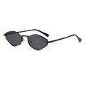 Occhiali da sole poligonali in metallo nero con lenti geometriche diamantate per donna - Grigio Scuro