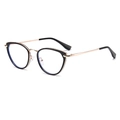 Occhiali cat eye anti luce blu con montatura nera e stanghette in metallo dorato lucido - Montatura Oro Nero