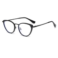 Occhiali anti-luce blu gatto neri alla moda con ponte e stanghette in metallo da donna - Grigio Nero