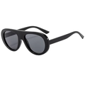 Fashionable oversized black pilot sunglasses with thick frame and dark grey lenses - Black Frame Grey Lens