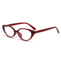 Occhiali da sole retrò cat-eye con montura bordeaux trasparente e lenti anti-luce blu - C07 Montatura Rossa Lente Trasparente