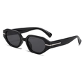 Gafas de sol irregulares cat-eye en montura negra brillante con detalles plateados - C01 Negro Gris