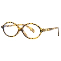 Fashionable oval blue light blocking glasses with vintage tortoise shell frame and gold trim - Anti-blue Light Lens / Tortoise
