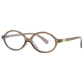 Chic oval anti-blue light glasses with translucent brown frame and gold metal hinges - Anti-blue Light Lens / Olive Green