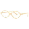 Fashionable oval cream beige eyeglass frame with stylish gold rivet accents for women - Anti-blue Light Lens / Off White