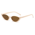 Vintage small frame cat-eye sunglasses in cream plastic with dark brown lenses - Beige (C12)