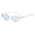 Vintage cat eye sunglasses in transparent orange frame with light blue tinted lenses - Champagne Blue (C13)