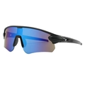 Lunettes de cyclisme sport avec large monture noire et verres dégradés violets - Noir Sablé / Miroir Bleu