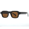 Gafas de sol vintage cuadradas con montura negra gruesa y lentes tintadas de color marrón - Montura Negra Lentes de Té