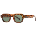 Gafas de sol cuadradas retro con montura de carey de moda y cristales verde oscuro - Carey Lente Verde