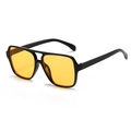 Fashionable double-bridge square sunglasses with black frame and yellow transparent lenses - C03 Black Frame Yellow Lens