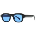 Gafas de sol vintage cuadradas con montura negra gruesa y lentes azules para fiesta - Montura Negra Lentes Azules