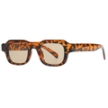 Retro square tortoiseshell sunglasses with thick frames and light brown tinted lenses - Tortoise Frame Tea Lens