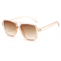 Peach translucent square sunglasses with gradient brown lenses and double bridge design - C05 Champagne Frame Brown Lens